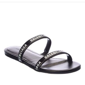 Balenciaga Round Sandal Flat Smooth Calf Printed Size 39.